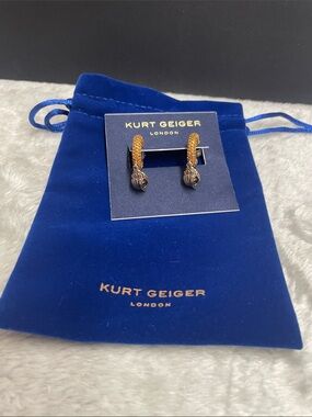 NWT Kurt Geiger Pavé Eagle Head Hoop Earrings